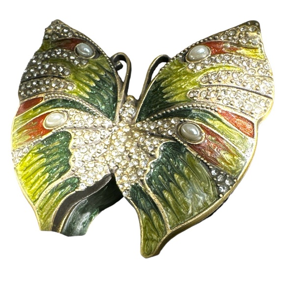 Cloisonné enamel butterfly box. New with satin lined presentation box. - Picture 3 of 8
